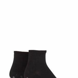 Mens and Women's 2 Pair Lazy Panda Bamboo Cushioned Slipper Socks Black 7-11 Mens