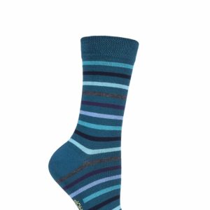 SOCKSHOP 1 Pair Striped Colour Burst Bamboo Socks with Smooth Toe Seams Green Is The Colour 4-8 Ladies