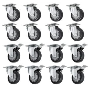 VEVOR 16 Plate Casters with 4" Polyurethane Wheels All Swivel & 8 Brake Casters