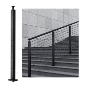 VEVOR Cable Railing Post 42x2x2in 30° Angled Hole Stair Railing Post Black 1Pc