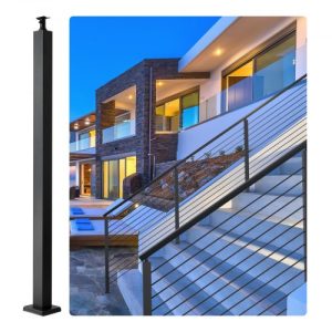 VEVOR Cable Railing Post 36x2x2in Steel Railing Post Without Holes 1-Pack Black