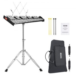 VEVOR 32 Note Glockenspiel Xylophone Bell Kit with Mallets, Drum Sticks & Stand