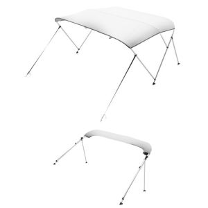 VEVOR 3 Bow Boat Bimini Tops 72"Lx(73"-78")W x 46"H Awning Canopy Light Grey