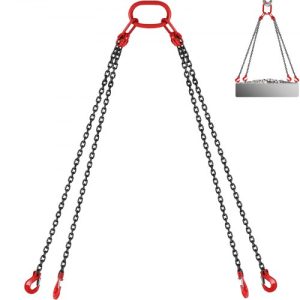 VEVOR 10ft Lifting Chain Sling, 5/16 inch Hanging Lift Chain, 11000lbs Capacity G80 Alloy Steel Engine Chain Hoist Lifts Heavyy Duty 5 Ton with 4 Leg Grab Hooks and Adjuster