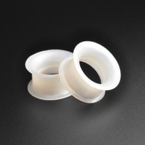 White Pearl Silicone Double Flare Tunnel