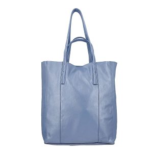Genuine Leather Unlined Metalic Tote Bag