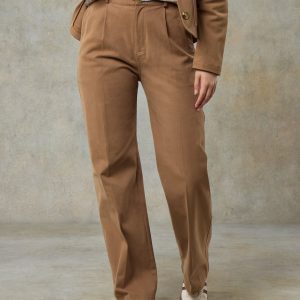 Womens Mocha Brown Cotton Trouser