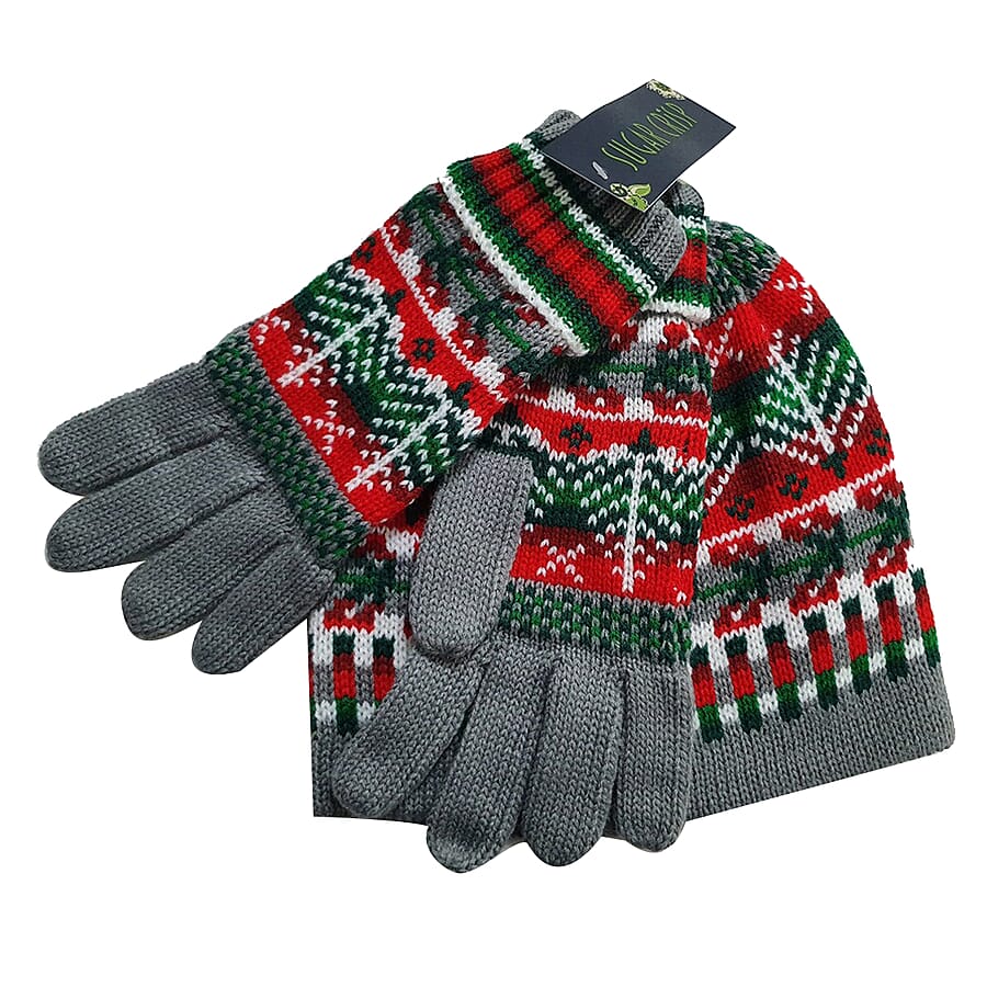 2 Piece Set - SUGARCRISP Ladies Novelty Christmas Hat And Gloves