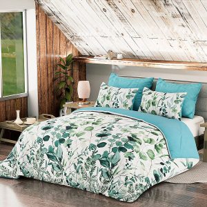 3 Piece Set - Leaves Pattern Comforter with 2 Pillow Cases