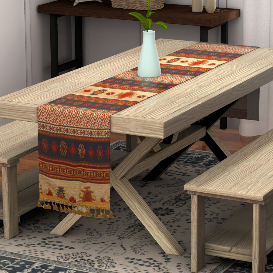 Turkish Handmade Table Runner Brown and Multi