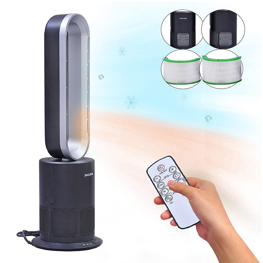 5 in 1 Electric Bladeless Heater/Fan with Remote Control  Grey and Silver