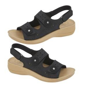 Jo & Joe Grenada Twin Touch Fasten Sandal - Black