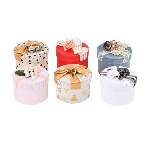 Set of 6 Peices Round Gift Box (Size-10x10x7cm) - Multi