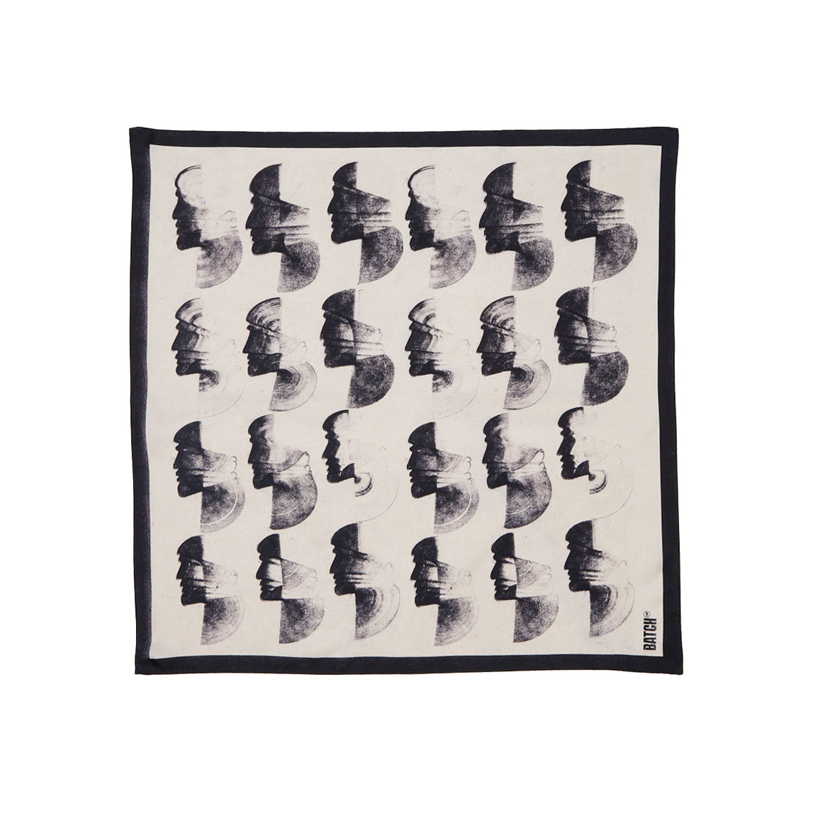 Batch Silk Scarf - Charcoal Heads