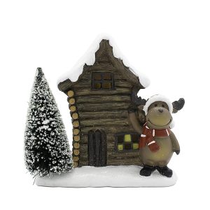 LED Light Up Elk and House Christmas Decoration