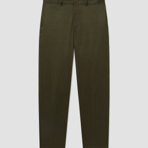 Mens Bottle Green Linen Trouser
