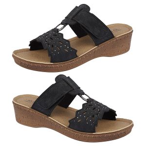 Jo & Joe Gibraltar Touch Fasten Mule Sandal - Black