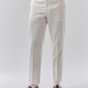 Mens Off-White Linen Trouser
