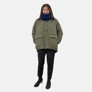 Faux Fur Snood with Drawstring - Black