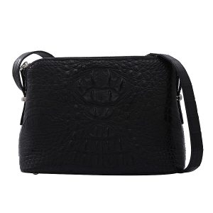 RIVER 100% Genuine Crocodile Leather Bag with Zipper Closure