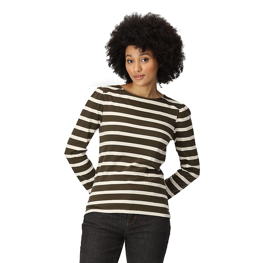 REGATTA Womens Federica Striped T-Shirt - Babycorn & Light Vanilla