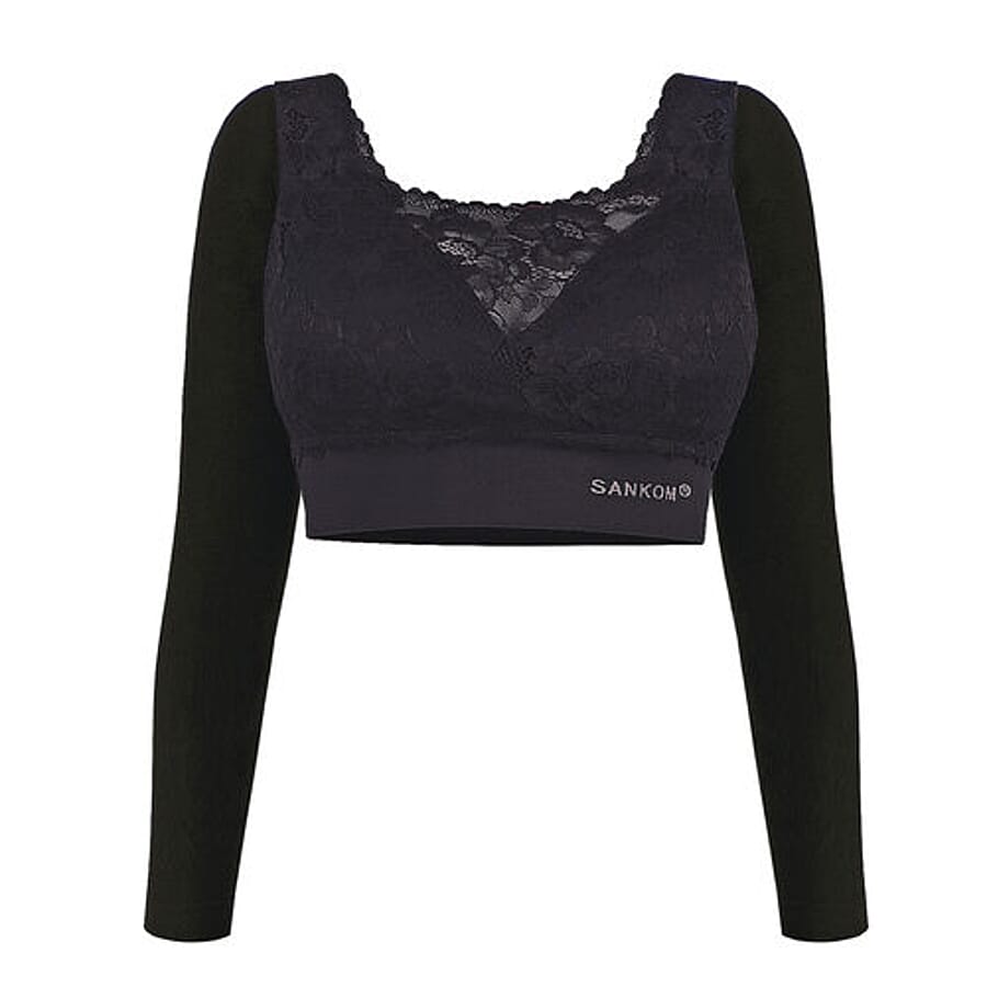 SANKOM SWITZERLAND Patent Classic Bra with Full Lace Cover Black Colour