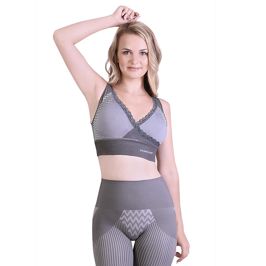 SANKOM SWITZERLAND Patent Support Bra with Lace - Bamboo Hypoallergenic (Size M/L 12-14)