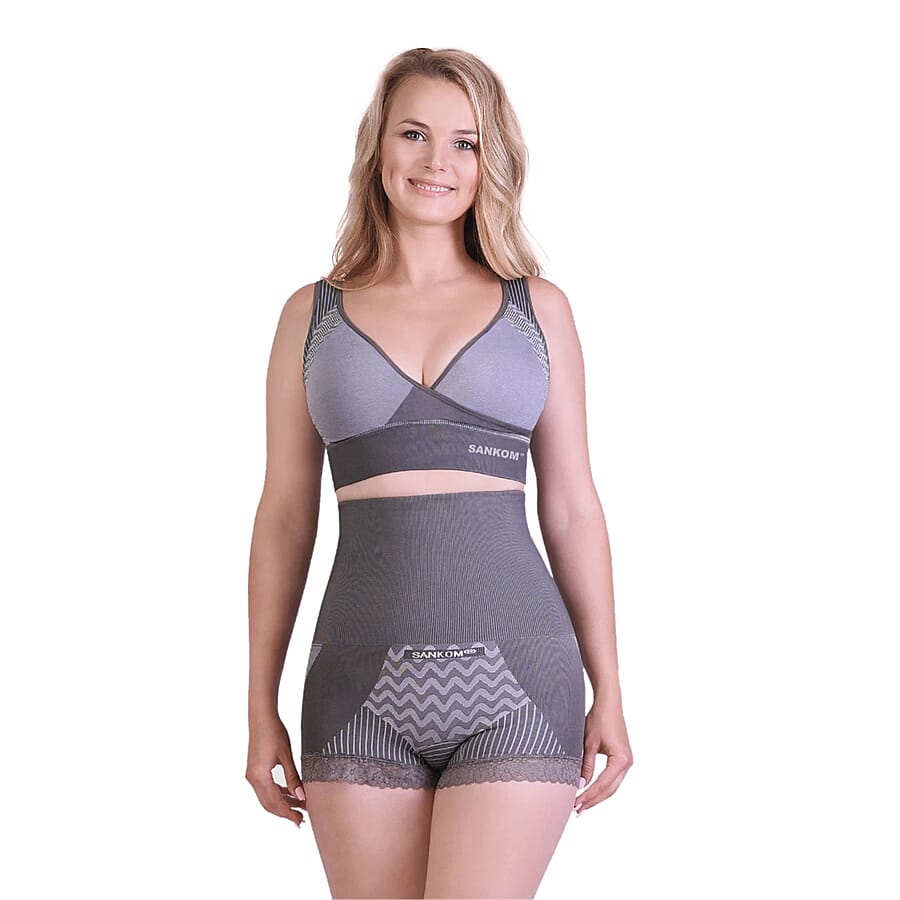SANKOM SWITZERLAND Patent Premium Bamboo Grey High Waisted Briefs (Size S/M  8-10)
