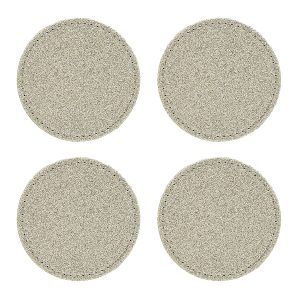 Set of 4 Round Glitter Placemats & 4 Matching Coasters - Gold