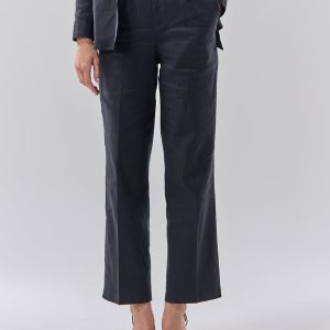 Womens Black Linen Trouser