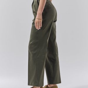 Womens Bottle Green Linen Trouser
