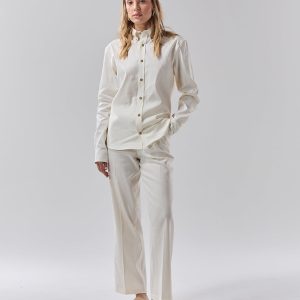 Womens Off-White Linen Trouser