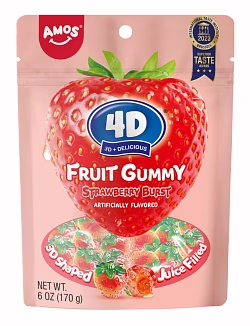 Amos 4D Fruit Gummy Strawberry Burst 170g - (USA)