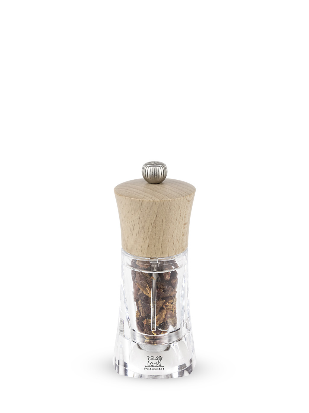 Manual Chilli Grinder in Natural Wood and Acrylic, 14cm Oléron