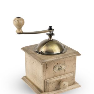 Manual coffee mill in hand-aged beechwood, 21cm Antique