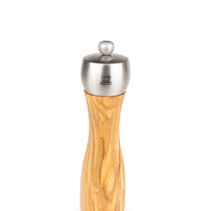 Manual salt mill, olive wood and stainless steel, 20 cm Fidji