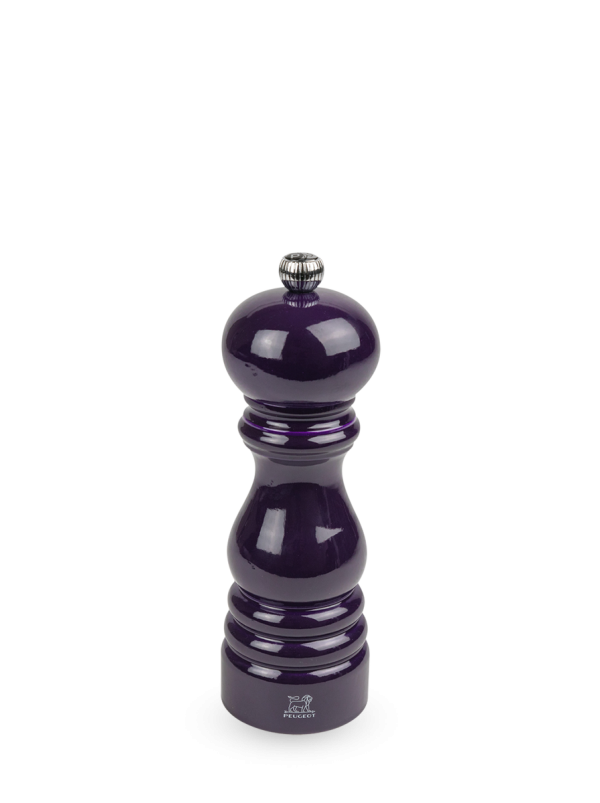 Manual Wooden Pepper Mill in Aubergine Gloss, 18cm Paris