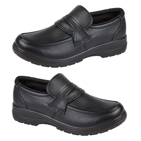 Charles Southwell DEREK Mens Wide Fitting Slip on Shoe - Black