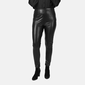 Stretch Faux Leather Trouser with Side Zip