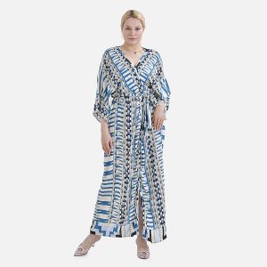 Stylish Long Sleeve Printed Long Kimono