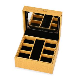 Faux Lizard Skin Pattern Leatherette 2-Layer Jewellery Organiser