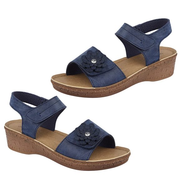 Jo & Joe HIBISCUS Lightweight Touch and Close Fastening Sandal - Navy