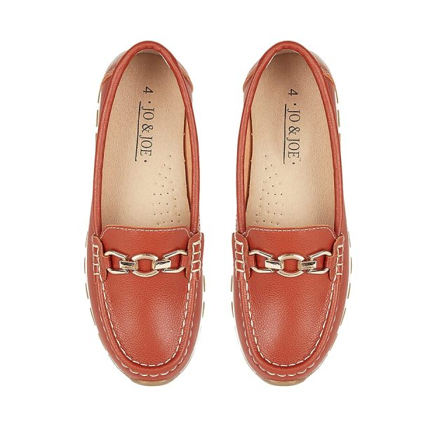 Jo & Joe Ladies Ipanema Leather Loafer Shoes - Orange