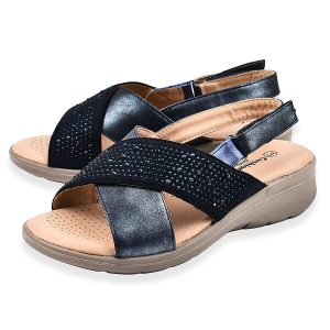 Cushion Walk Cross-Over Embellished Strap Sandals