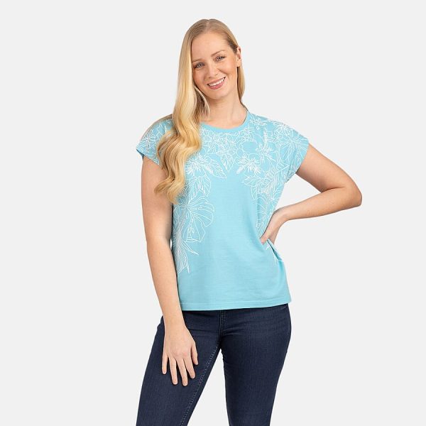 Mudflower Leaf Print Burn Out Tee
