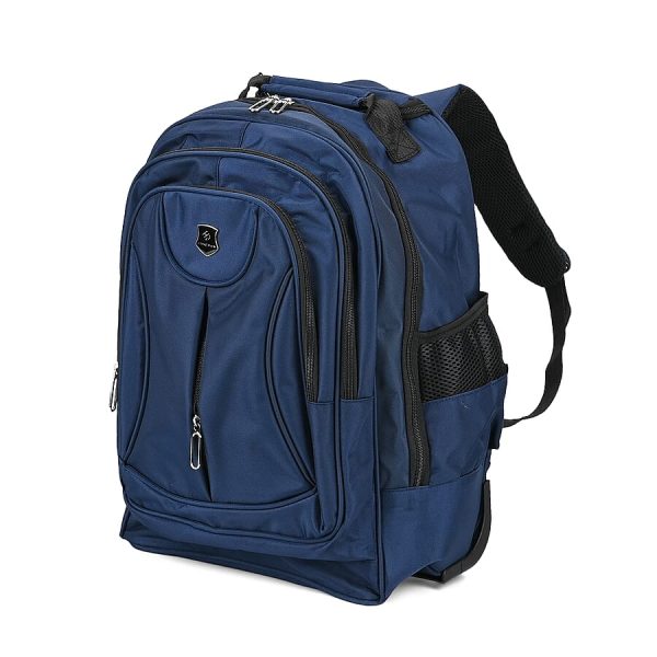 Backpack with adjustable handle with wheel