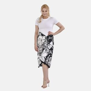 Printed Pattern Long Scarf - Black