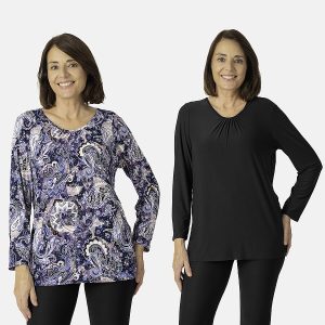 Emelia Pack of 2 Navy Printed with Plain Black Tops