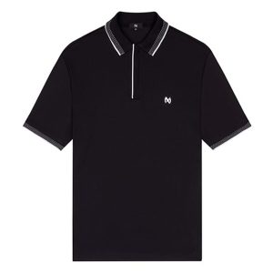 KARL Mens Stripe Collar Logo Polo Shirt - Black