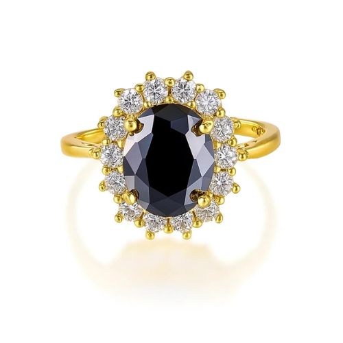 SunshineDiamonds Black Diamond Engagement Rings in 9K Yellow Gold and 1.00 Carat Black Diamond